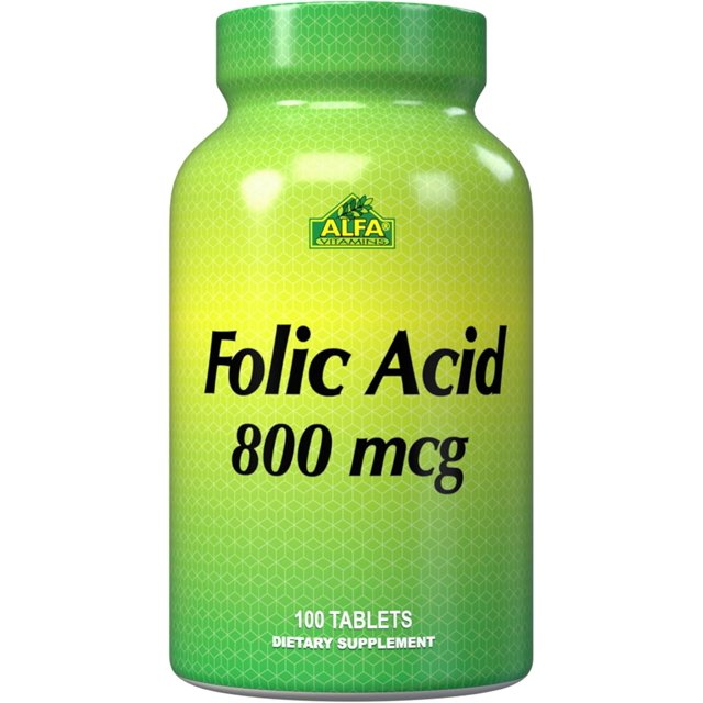 ALFA VITAMINS Folic Acid 800 Mcg Dietary Supplement Natural Folate
