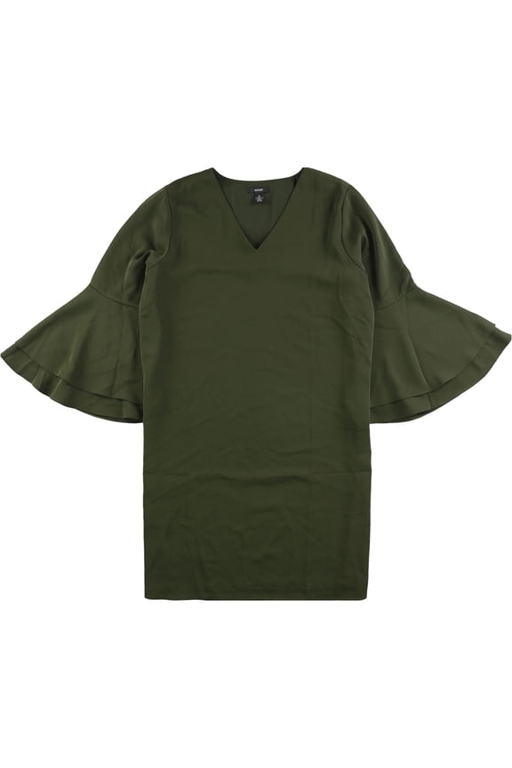 Womens Bell Sleeve Shift Dress, Green, 18