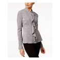 thumbnail image 1 of ALFANI $150 Womens New 1416 Gray Ruffled Zip Up Casual Jacket M B+B, 1 of 4
