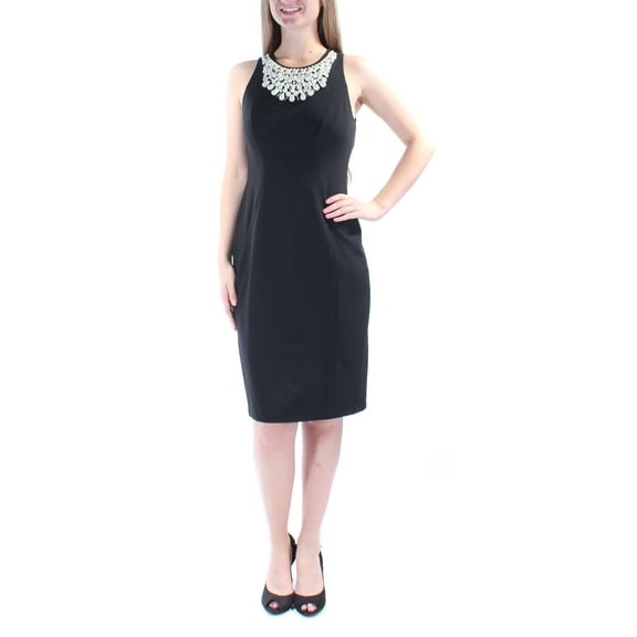 ALFANI $170 Womens New 1244 Black Scoop Neck Sleeveless Beaded Shift Dress 6 B B