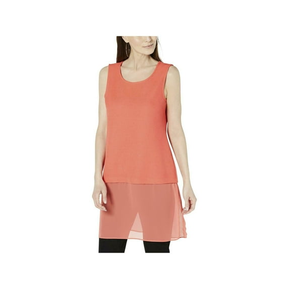ALFANI $29 Womens New Coral Layered-look Sleeveless Tunic Top PP Petites B+B