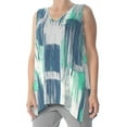 thumbnail image 1 of ALFANI $54 Womens New 1308 Blue Color Block Handkerchief Hem Top S B+B, 1 of 2