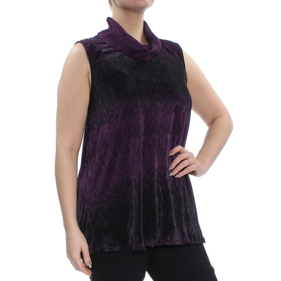 ALFANI $59 Womens New 1365 Purple Cowl Neck Sleeveless Top L B+B