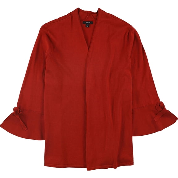Alfani Womens Tie-Sleeve Cardigan Sweater, Red, Small