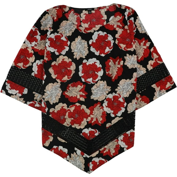 Alfani Womens Crochet Trim Pullover Blouse, Red, XX-Large