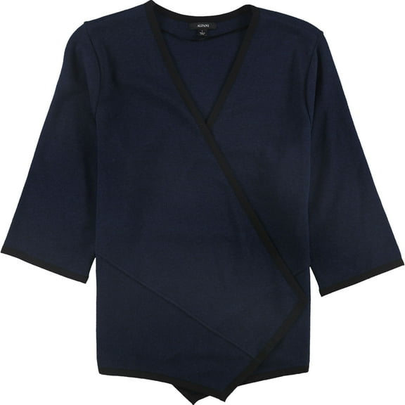 Alfani Womens Asymmetrical Cardigan Sweater, Blue, Small