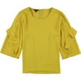 thumbnail image 1 of Alfani Womens Zip-Back Ruffled Blouse, Yellow, Small, 1 of 1
