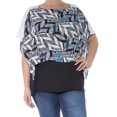 thumbnail image 1 of ALFANI $70 Womens 1046 White Geometric Jewel Neck Short Sleeve Tiered Top 6 B+B, 1 of 2