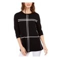thumbnail image 1 of ALFANI $70 Womens New 0559 Black Grid-pattern Casual Sweater L B+B, 1 of 3