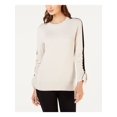 thumbnail image 1 of ALFANI $70 Womens New 1064 Ivory Ribbed Striped Long Sleeve Sweater XL B+B, 1 of 2