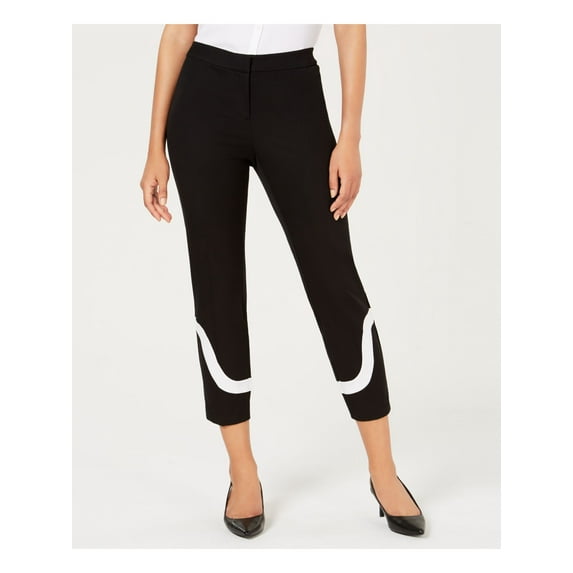 ALFANI $75 Womens New 0288 Black Color Block Wear To Work Pants 14P Petites B+B