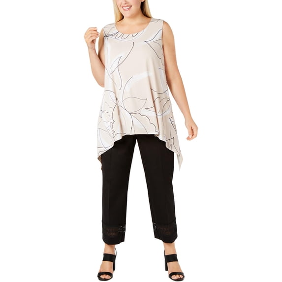 Alfani Plus Size Abstract-Print Tunic Neutral Contour Wash 2X