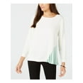 thumbnail image 1 of ALFANI $79 Womens New Ivory Color Block  Pleated Side Long Sleeve Top XL B+B, 1 of 2