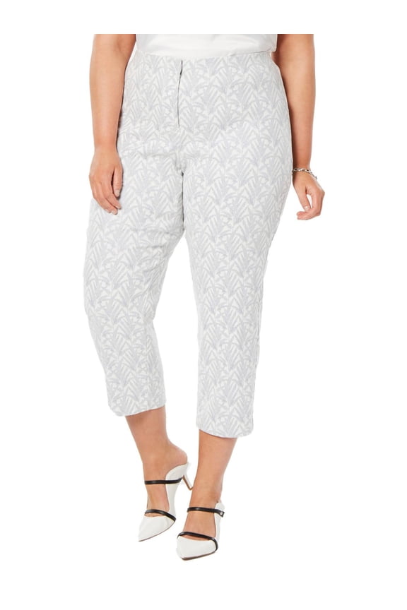 Womens Plus Metallic High Waist Cropped Pants