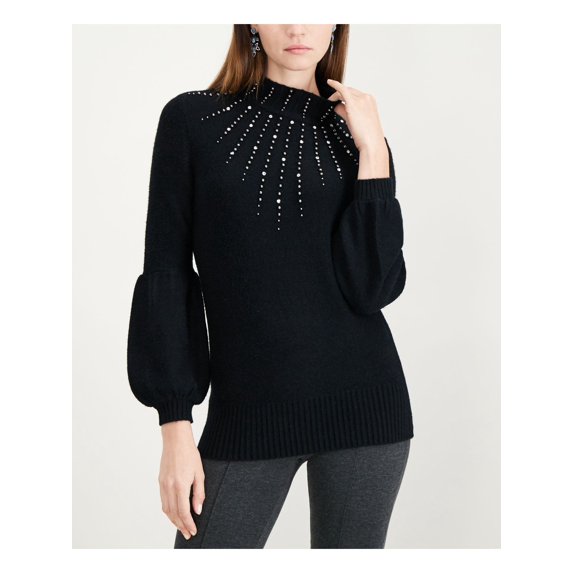 ALFANI $89 Womens New Black Studded Turtle Neck Long Sleeve Sweater XL B+B