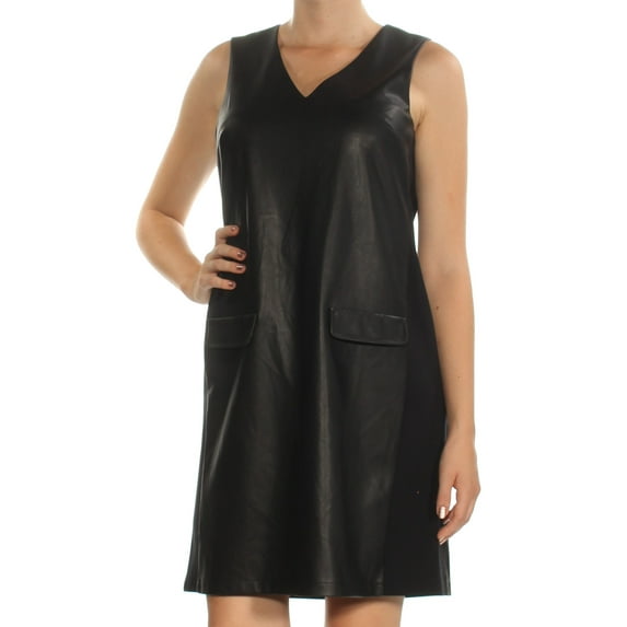 ALFANI $99 Womens New 1142 Black V Neck Sleeveless Shift Dress 8 B+B