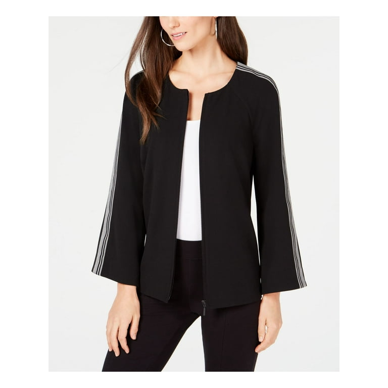 ALFANI 99 Womens New Black Striped Sleeve Jacket L B B