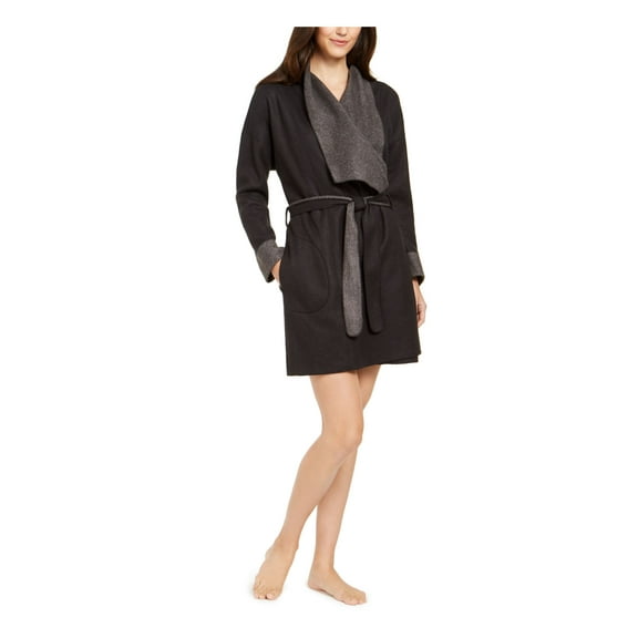 ALFANI Intimates Black Polyester Solid Everyday Robe Size: L