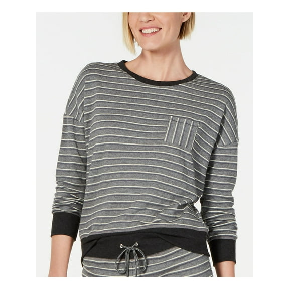 ALFANI Intimates Gray Cotton Blend Striped Sleepwear Shirt Size: XXL