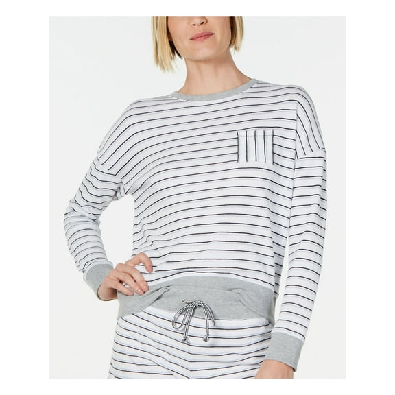 ALFANI Intimates White Cotton Blend Striped Sleepwear Shirt Size: XXXL