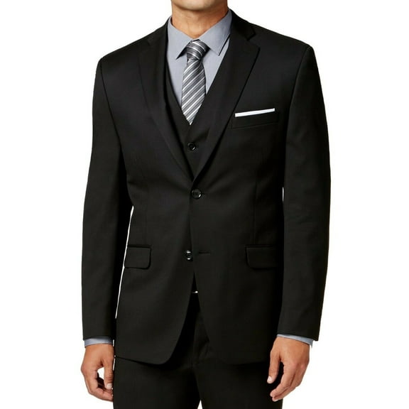 ALFANI Mens Black Single Breasted Slim Fit Sport Coat 40R