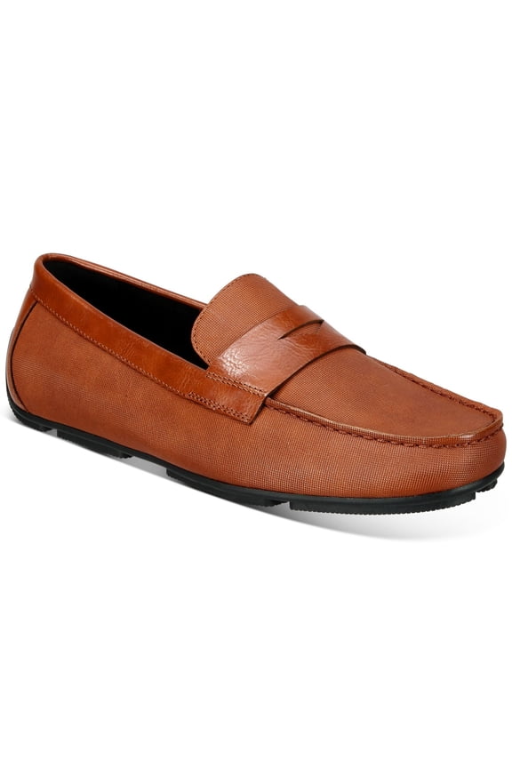 Mens Brown Penny Comfort Iker Round Toe Slip On Loafers 9.5 M