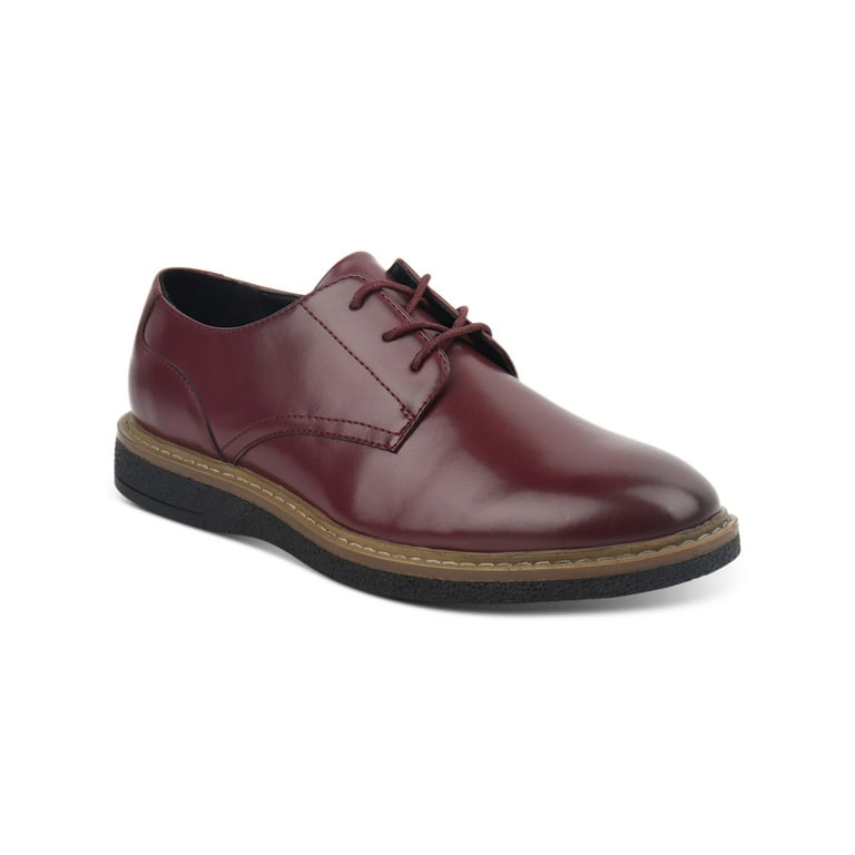 ALFANI Mens Burgundy Padded Theo Round Toe Wedge Lace Up Oxford Shoes 7.5 M Walmart