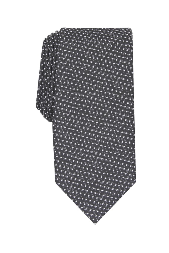 Mens Charcoal Abstract Print SILK BLEND Slim Neck Tie