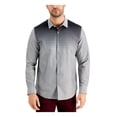thumbnail image 1 of ALFANI Mens Gray Printed Point Collar Classic Fit Button Down Cotton Blend Cotton Blend Shirt S, 1 of 2