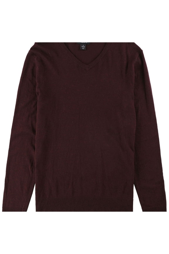 Mens Maroon Long Sleeve V Neck Classic Fit Pullover Sweater 3XL