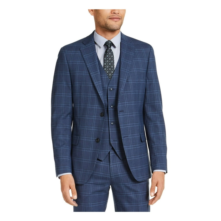 Navy blue plaid blazer hotsell