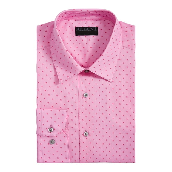ALFANI Mens Pink Collared Classic Fit Moisture Wicking Dress Shirt M 15/15.5- 34/35