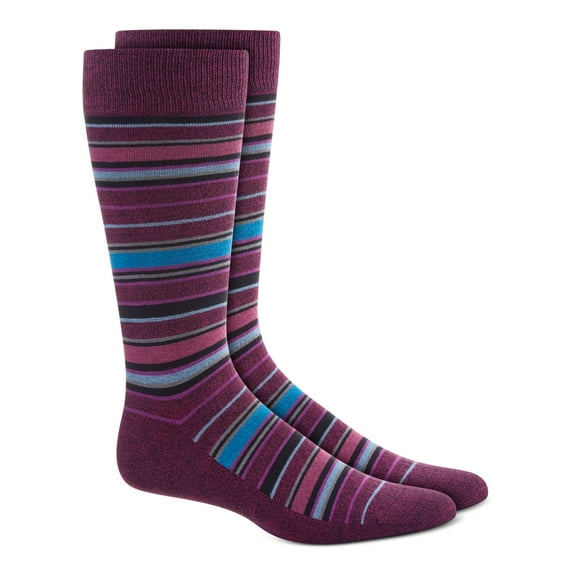 ALFANI Mens Purple Rayon Striped Moisture Wicking Casual Crew Socks 7-12