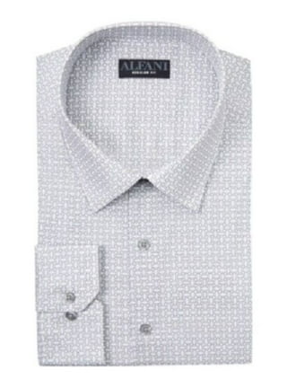 ALFANI Dress Shirt Men's Medium White/Black Geometric Long Sleeve  Button-Up*