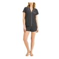thumbnail image 1 of ALFANI Sets Black Elastic Band Patterned Short Sleeve V Neck Button Up Sleepwear  Size XS, 1 of 1