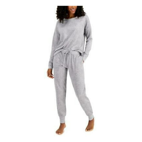 ALFANI Sets Gray Drawstring Animal Print Long Sleeve Crew Neck T-Shirt Cuffed Size XS