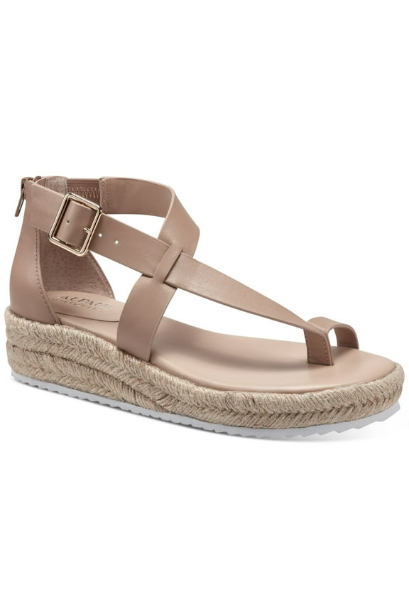 Womens Beige 1 Platform Adjustable Ankle Strap Moira Round Toe Wedge Zip-Up Espadrille Shoes 9 M