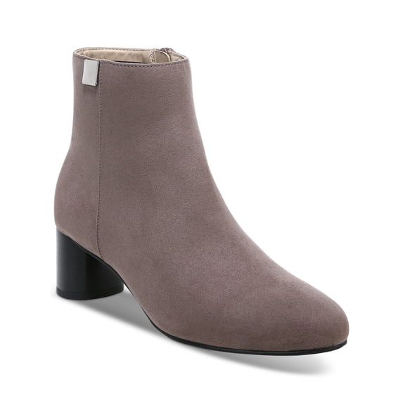 ALFANI Womens Beige Comfort Sylus Round Toe Block Heel Zip-Up Booties 7.5 M