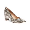 thumbnail image 1 of ALFANI Womens Beige Metallic Heel Accent Cushioned Comfort Jensonn Pointed Toe Block Heel Slip On Leather Pumps 6 M, 1 of 4