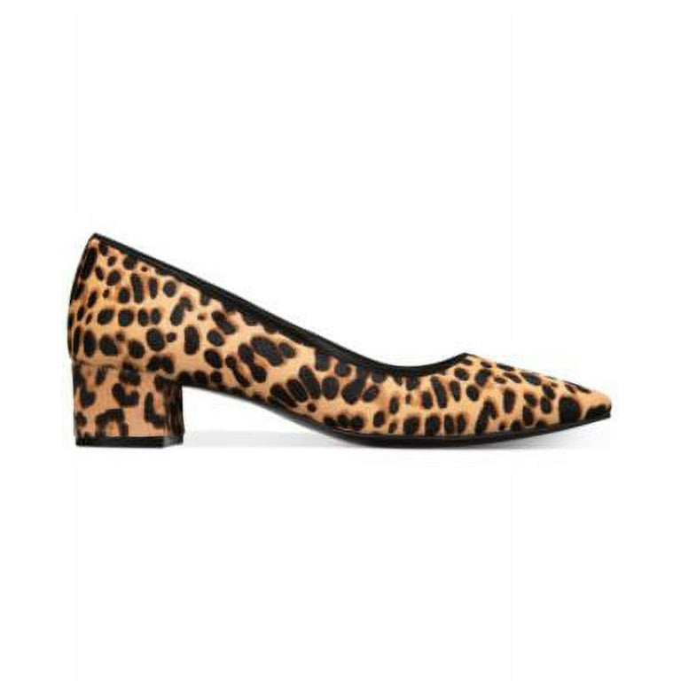 ALFANI Womens Black Animal Print Leopard Cushioned Comfort Cashh Pointed Toe Block Heel Slip On Pumps 7 M