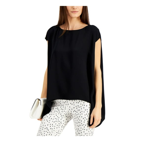 ALFANI Womens Black Cap Sleeve Scoop Neck Handkerchief Top XL