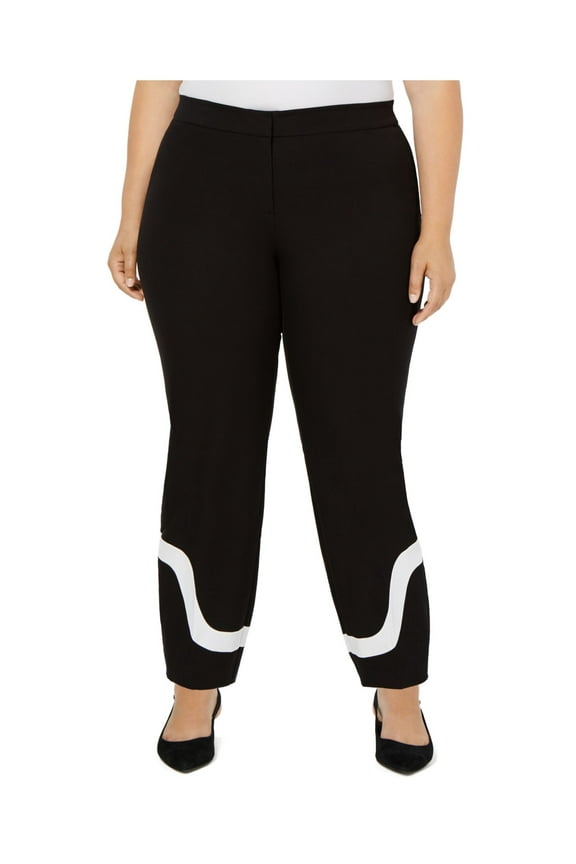 Womens Black Color Block Pants 20W