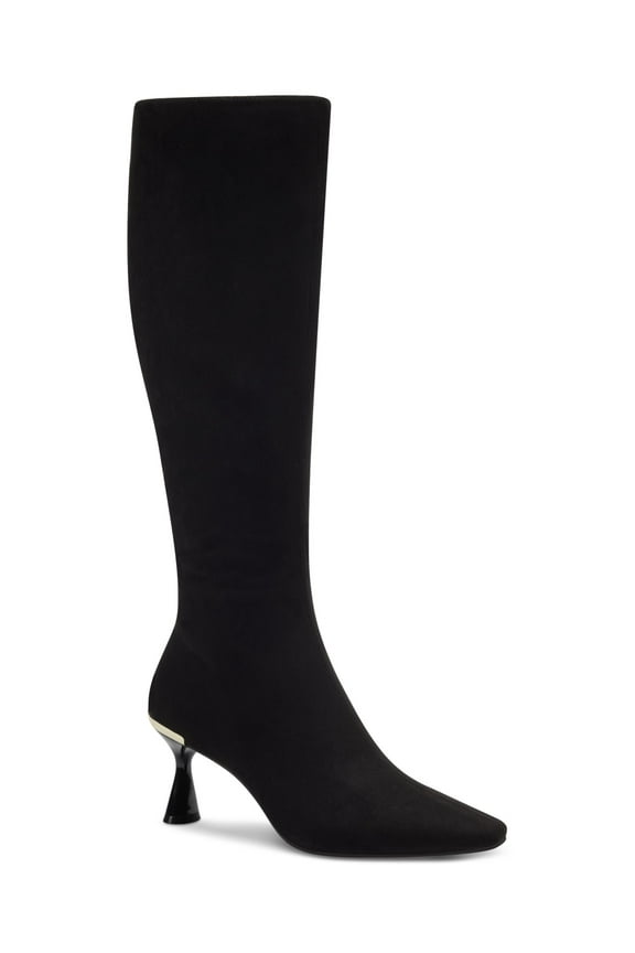 Womens Black Comfort Goring Cecee Pointed Toe Kitten Heel Zip-Up Dress Boots 8.5 M