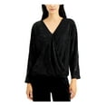thumbnail image 1 of ALFANI Womens Black Embellished Long Sleeve V Neck Evening Top XXL, 1 of 4