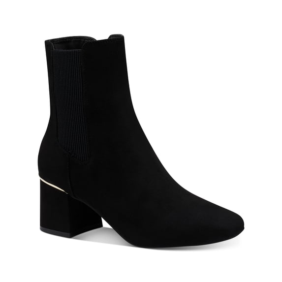 ALFANI Womens Black Goring Comfort Rockee Square Toe Block Heel Zip-Up Booties 9.5 M
