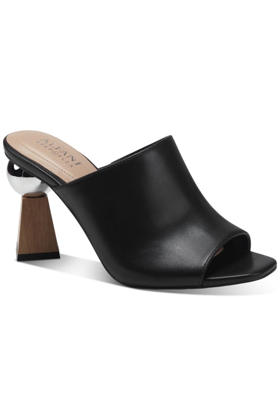 Womens Black Goring Cushioned Magnolea Square Toe Sculpted Heel Slip On Heeled Sandal 7.5 M