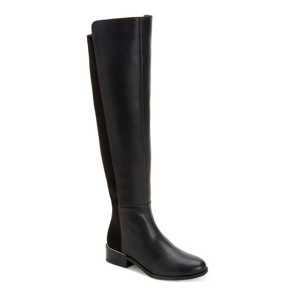 ALFANI Womens Black Goring Ludlowe Round Toe Block Heel Zip-Up Leather Riding Boot 6 M