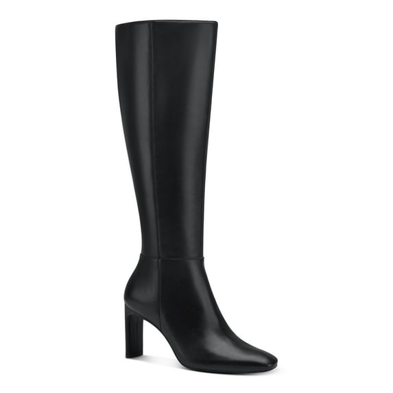 ALFANI Womens Black Goring Padded Tristanne Square Toe Zip-Up Leather Boots Shoes 7.5 M