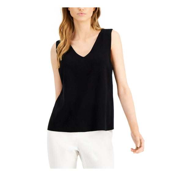 ALFANI Womens Black Layered Sleeveless Scoop Neck Tank Top S