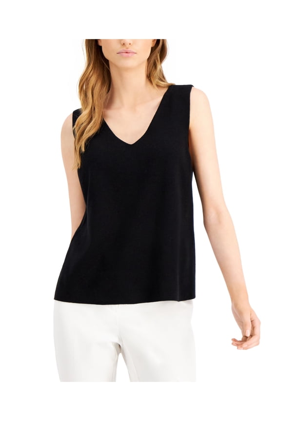 Womens Black Layered Sleeveless Scoop Neck Tank Top S